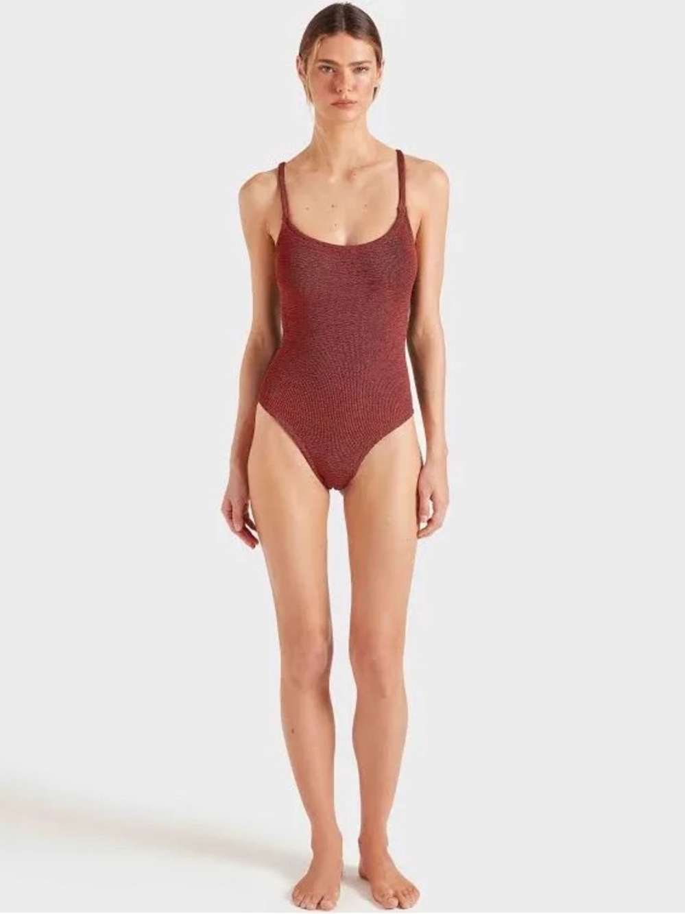 Hunza G Bette metallic rose One-Piece Swimsuit NWT - Picture 9 of 13